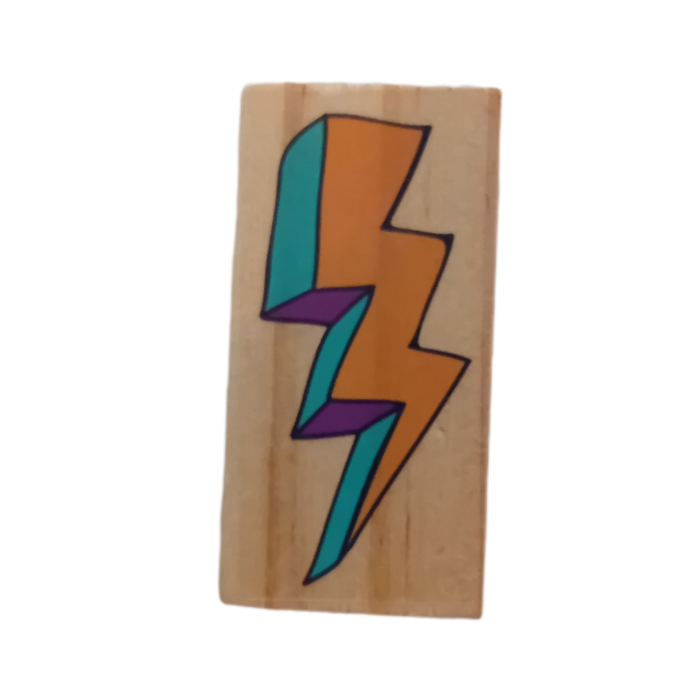 Colorful Lightning Bolt Wooden Block